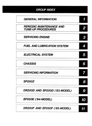 1982-1985 Suzuki DR250, SP250 service manual Preview image 4