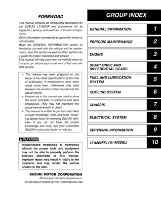 Suzuki LT-A500F Service Manual - Essential Guide for Maintenance and Repair Preview image 2