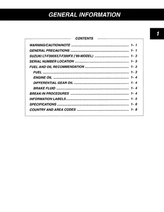 1999-2004 Suzuki King Quad 300, LT-F300, LT-F300F service manual Preview image 5