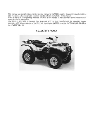 Complete Service Manual for Suzuki LT-V700F (2004) Preview image 3