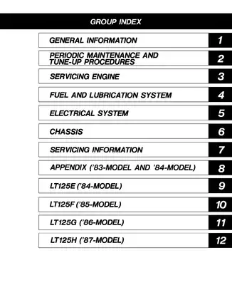 1983-1987 Suzuki Quadrunner LT125 ATV service manual Preview image 4