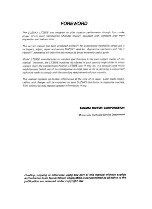 Suzuki LT250E Service Manual - Comprehensive Guide for Mechanics Preview image 2