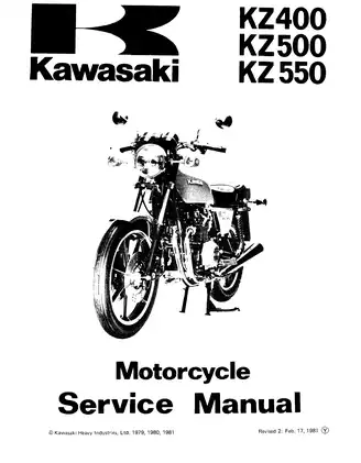 1979-1981 Kawasaki KZ400, KZ500, KZ550 service manual Preview image 1