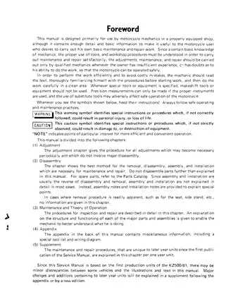 1979-1981 Kawasaki KZ400, KZ500, KZ550 service manual Preview image 3