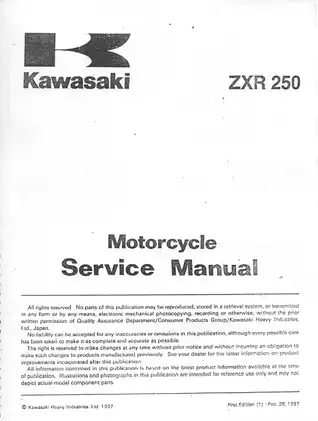 Kawasaki ZXR 250 Motorcycle Service Manual - Comprehensive Guide Preview image 2