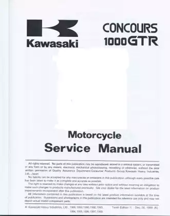 1989-2000 Kawasaki ZG1000 Concours 1000GTR service manual Preview image 3