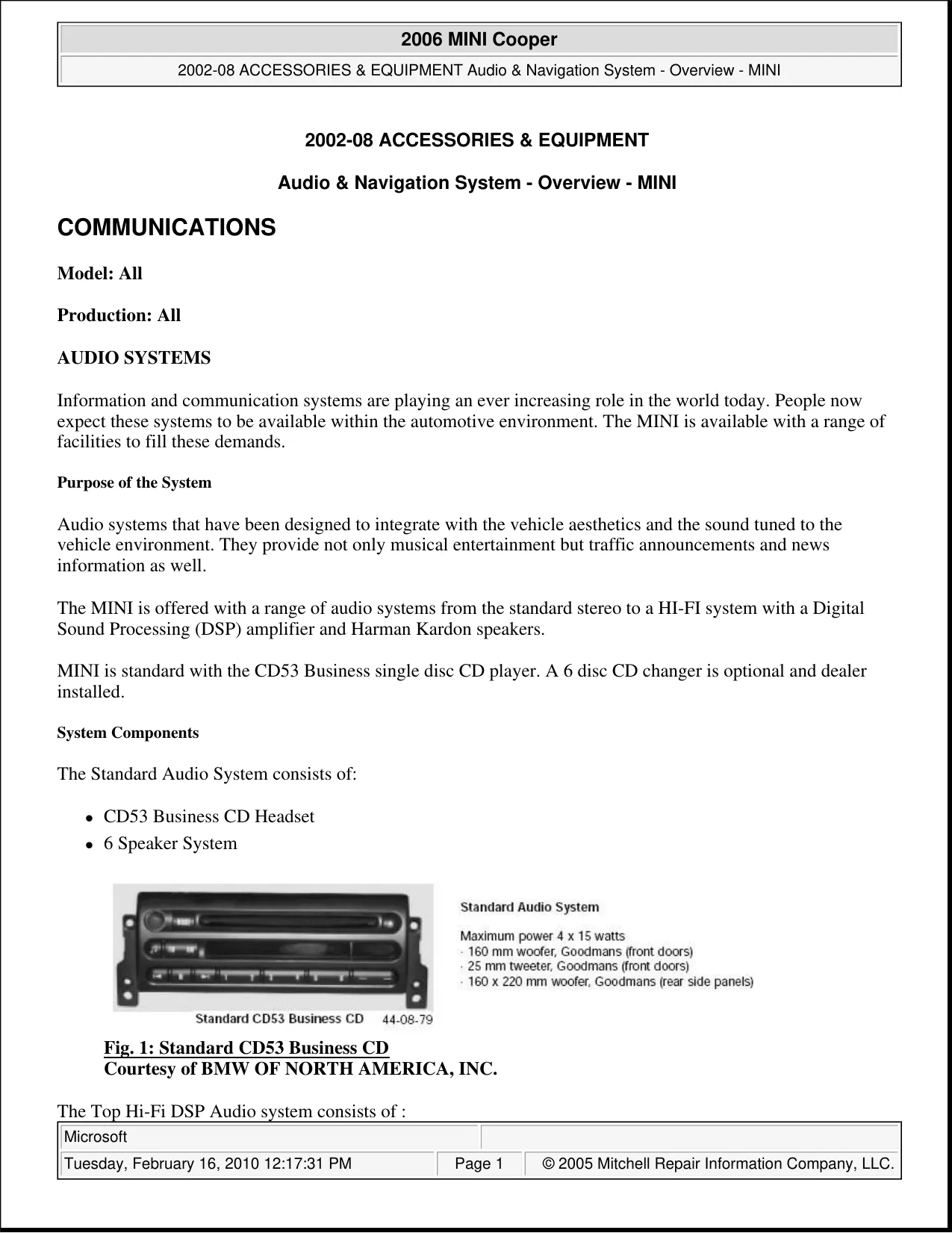 2002-2006 BMW Mini Cooper repair manual Preview image 1