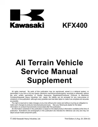 2003-2006 Kawasaki KFX400, KSF400 ATV service manual Preview image 3