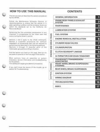 Honda XR70R Motorcycle Service Manual (1997-2000) Preview image 3
