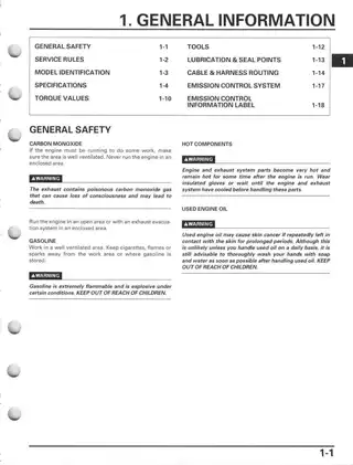 Honda XR70R Motorcycle Service Manual (1997-2000) Preview image 5