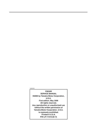 Yamaha PW50W Service Manual (2006 Edition) Preview image 3