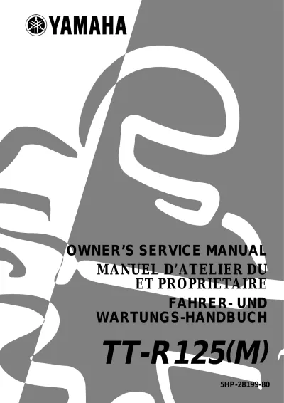 2000–2001 Yamaha TT-R125(M)Service & Repair Manual (P/N 5HP-28199-80) – preview page 1