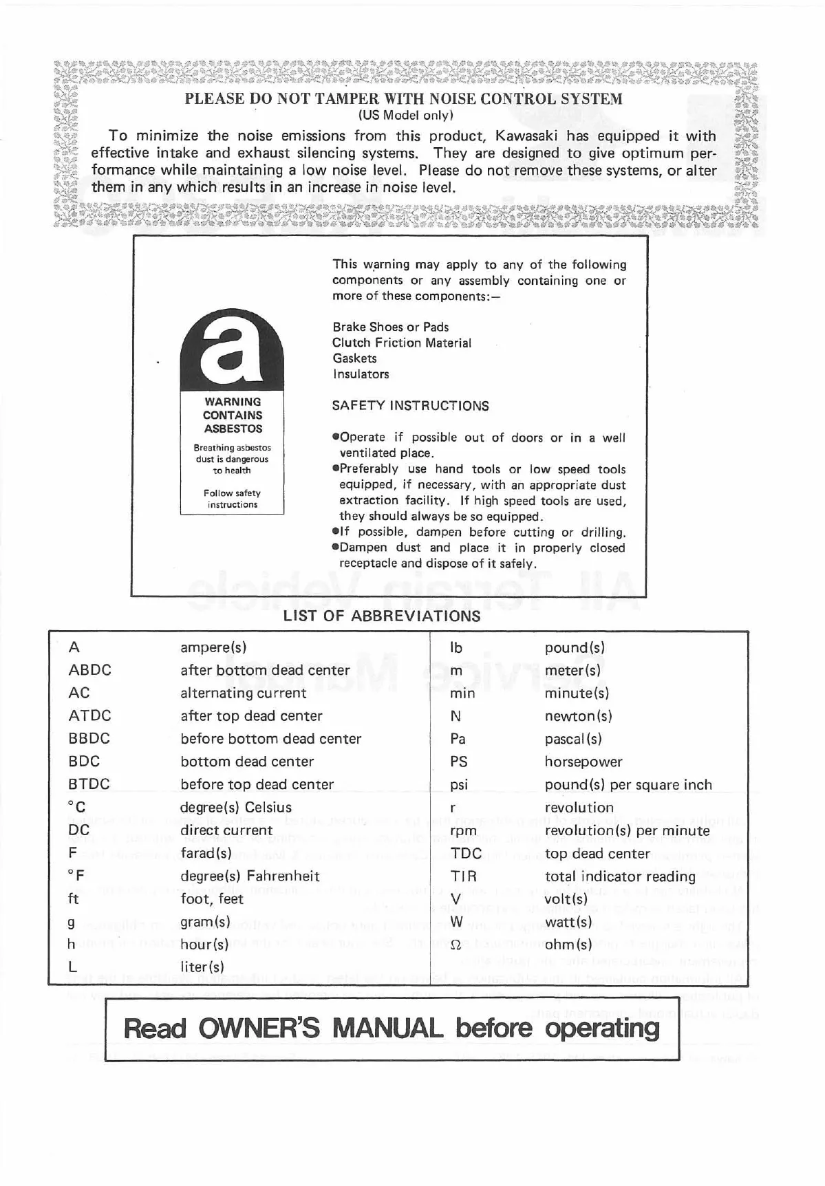 Kawasaki KLF 300 ATV Service Manual - Comprehensive Guide to Maintenance and Repairs Preview image 3