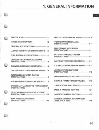 Honda TRX400FA & TRX400FGA Service Manual - Comprehensive Guide for Maintenance and Repair Preview image 5