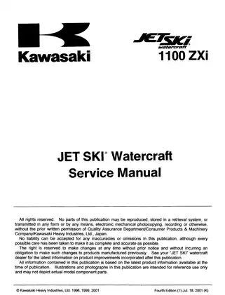 Kawasaki Jet Ski 1100ZXi Service Manual - Complete Repair Guide Preview image 3