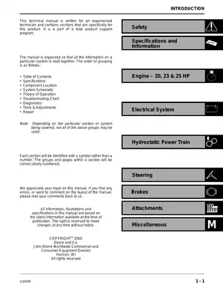 John Deere Scotts Yard and Garden Tractors Technical Manual (TM1777) Preview image 2
