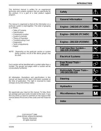 John Deere 240, 245, 260, 265, 285, 320 lawn and garden tractor technical manual Preview image 2