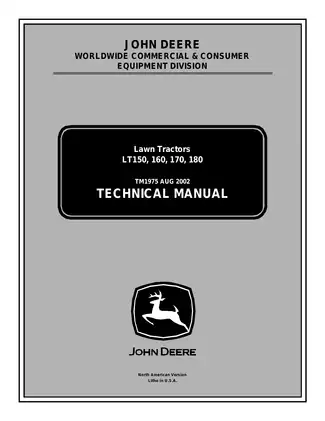 John Deere LT150, LT160, LT170, LT180 lawn tractor repair manual