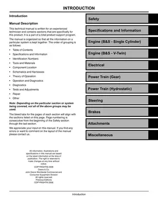 John Deere LA 100 series, LA130-LA175 lawn tractor technical manual Preview image 3