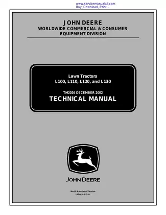 John Deere L100 Series Lawn Tractors Technical Manual (TM2026)