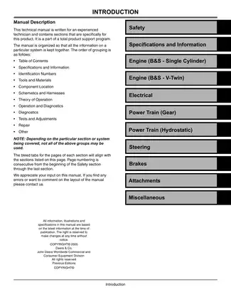 John Deere 102, 115, 125, 135, 145, 155C, 190C lawn tractor /  Garden Tractor repair manual Preview image 3