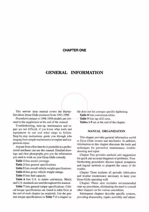 Harley-Davidson Dyna Glide Service Manual (1991-1998) - Complete Maintenance & Repair Guide