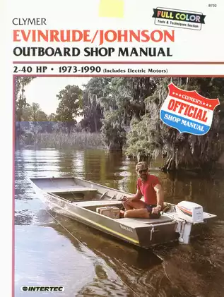 1973-1990 Johnson/Evinrude 2.0hp, 2.5hp, 3.0hp, 4.0hp,  4.5hp,  5.0hp,  6.0hp, 7.5hp,  9.5hp,  9.9hp, 15hp, 18hp, 20hp, 25hp, 28hp, 30hp, 35hp, 40hp outboard motor shop manual