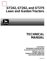 John Deere GT242, GT262, GT275 Lawn and Garden Tractors Technical Manual (P/N TM1582) – preview page 1