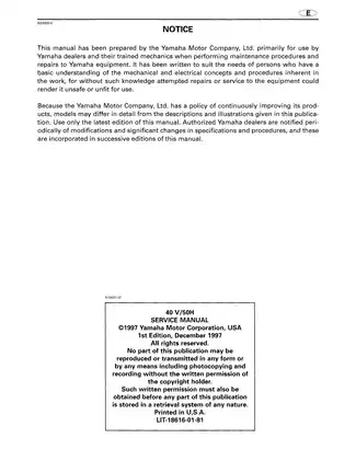 Yamaha 50W Service Manual - Comprehensive Guide for Mechanics Preview image 2