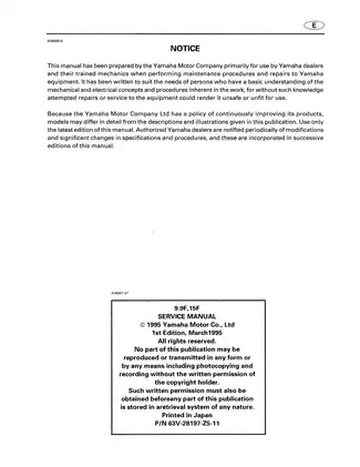 Yamaha Outboard Motor Service Manual 9.9F / 15F Preview image 2