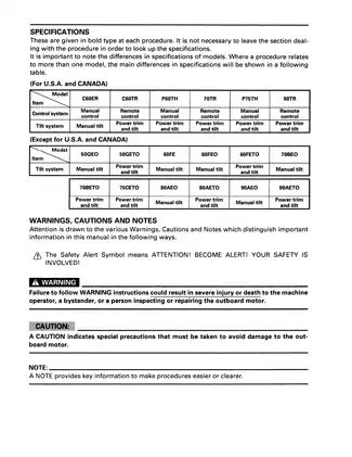 1996-2006 Yamaha Marine P60U, C60U, 70U, P75U, 90U outboard engine service manual Preview image 4