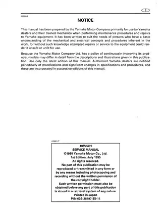 Yamaha F50TR/T50TR Outboard Motor Service Manual Preview image 2