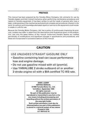 Yamaha Z200 Outboard Engine Service Manual (2007 Edition) Preview image 2