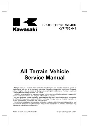 Kawasaki Brute Force 750 4x4i KVF750 Service Manual - Comprehensive Guide for Maintenance and Repair Preview image 5
