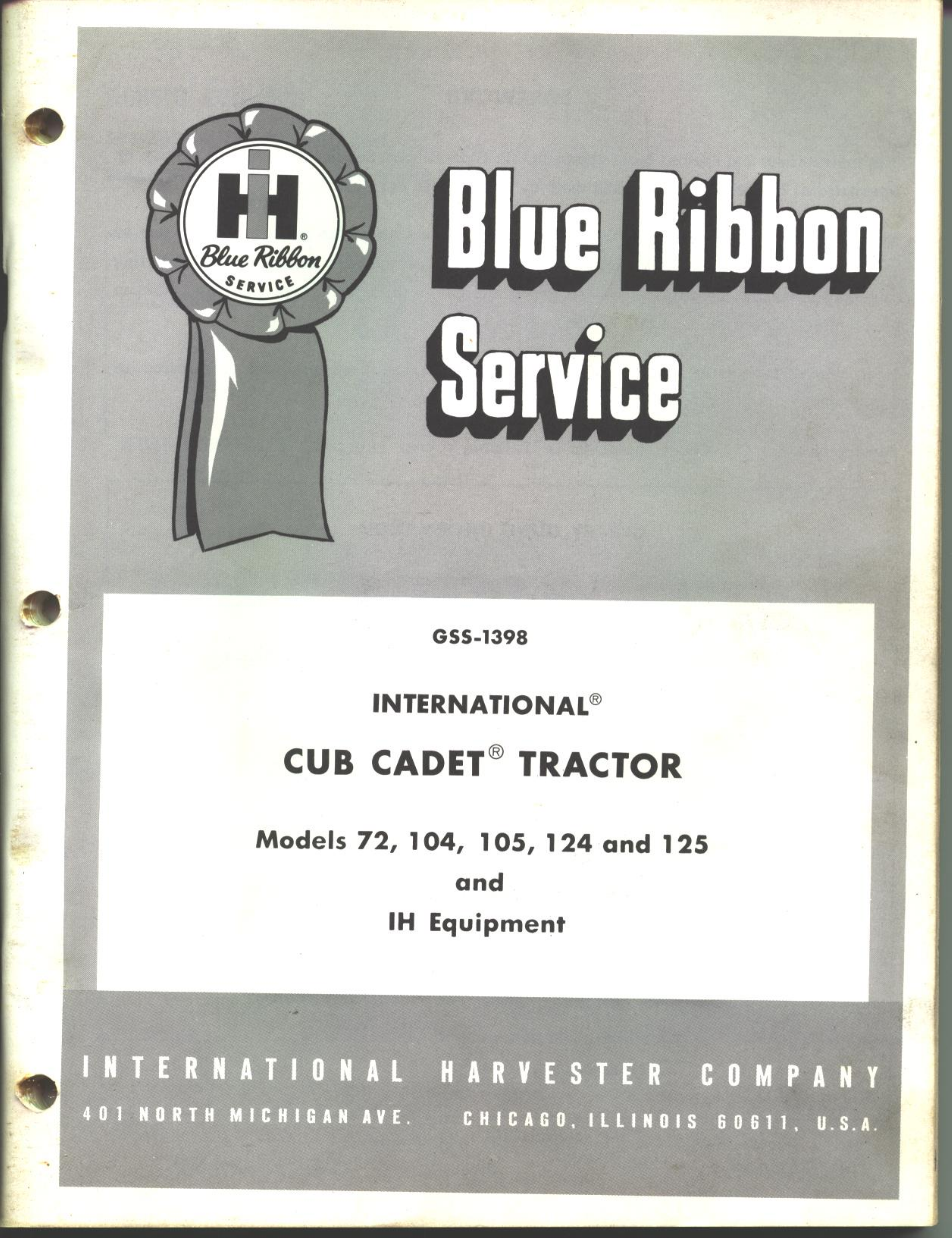 1967-1969 International Cub Cadet™ 72, 104, 105, 124, 125 tractor manual Preview image 1