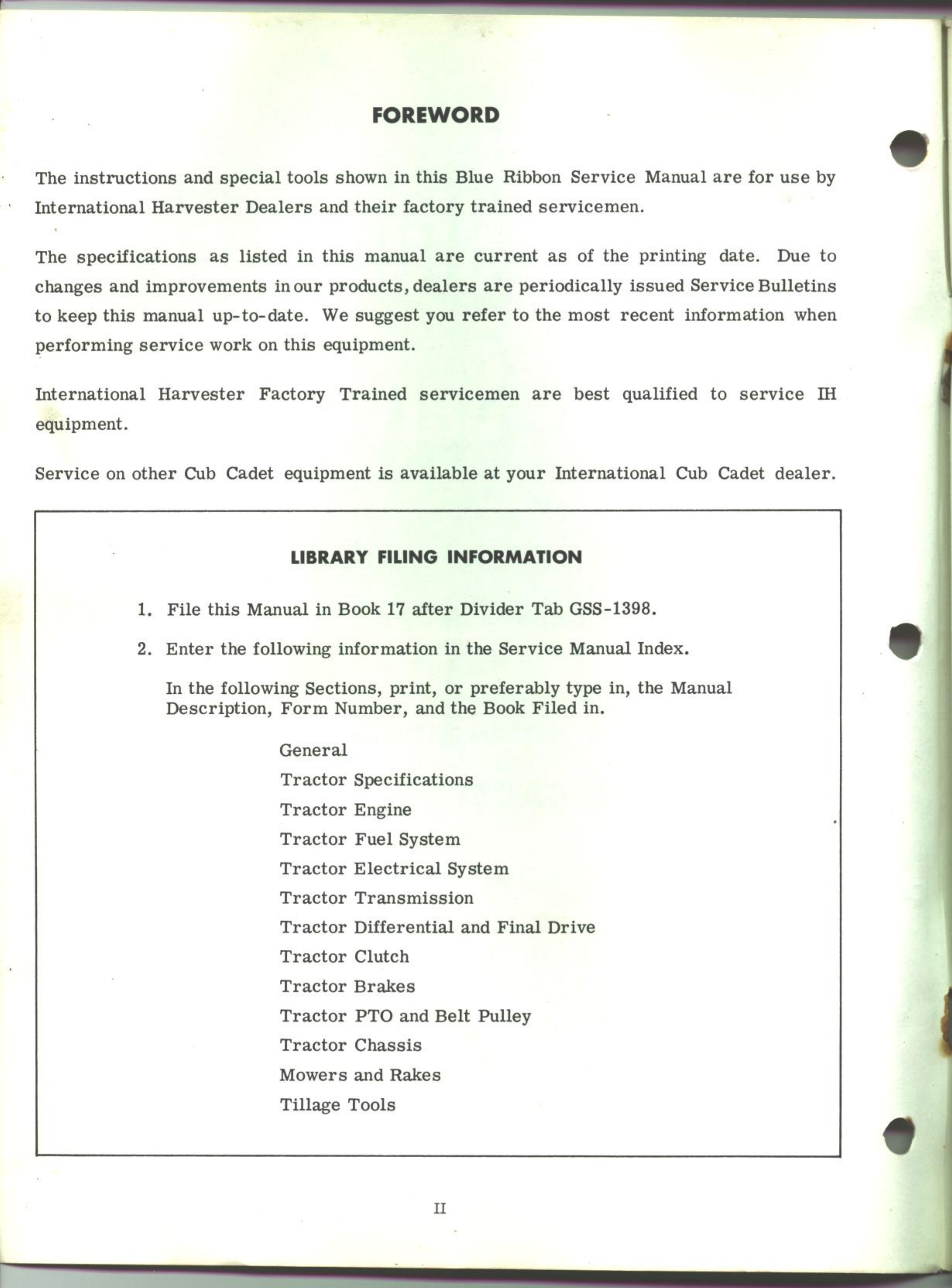 1967-1969 International Cub Cadet™ 72, 104, 105, 124, 125 tractor manual Preview image 2
