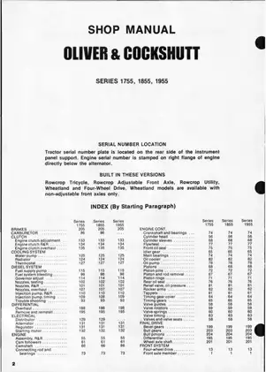 Comprehensive Service Manual for Oliver Tractors 1755, 1855, and 1955 Preview image 2