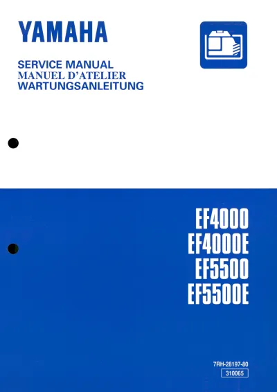 Preview: 1996 Yamaha EF4000/EF4000E/EF4600/EF4600D/EF4600E/EF5500/ EF5500E/EF6600/EF6600E/EF6600DE Service Manual (P/N 7RH-28197-80)