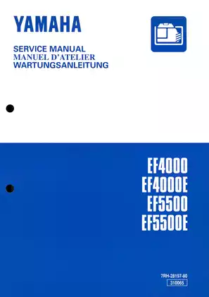 Yamaha Power Generator EF4000, EF4000E, EF4600, EF4600D, EF4600E, EF5500, EF5500E, EF6600, EF6600E, EF6600DE service manual Preview image 1