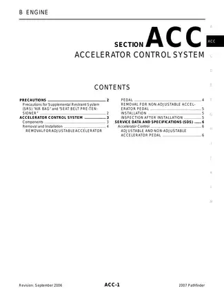 1997-2007 Nissan Pathfinder R51 series Accelerator Control System manual Preview image 1