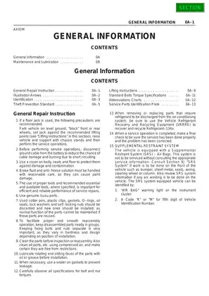 2001-2004 Isuzu Axiom workshop manual Preview image 2