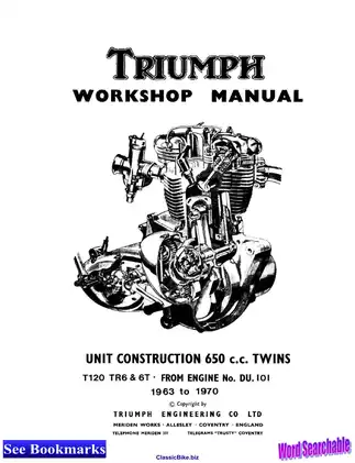1963-1970 Triumph T120R Bonneville 650 OEM workshop manual