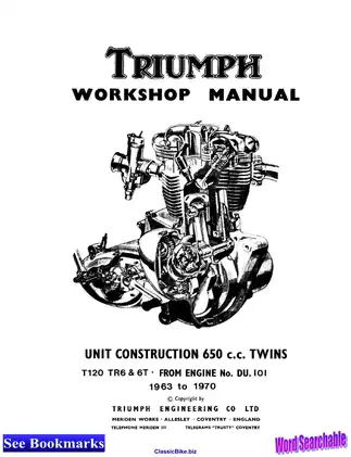Triumph 650cc Twin Unit Construction Repair Manual (1963-1970)