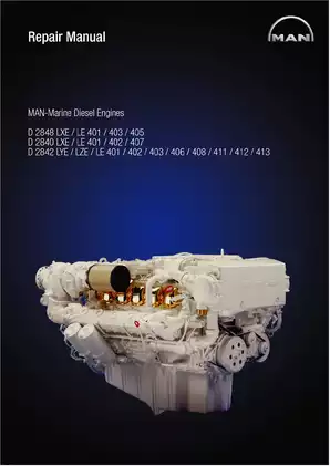 MAN D2848, D2840, D2842, LXE, LE 401, 402, 403, 406, 408, 411, 412, 413 Marine  diesel engine repair manual Preview image 1