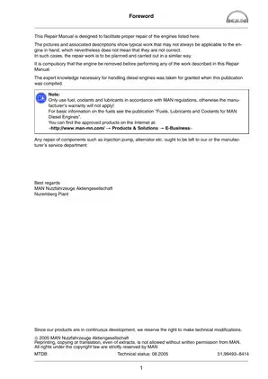 MAN D2848, D2842, D2840 Diesel Engine Repair Manual Preview image 3