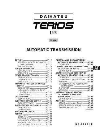 1997-1999 Daihatsu Terios J100 Automatic Transmission manual