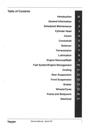 Triumph Sprint ST Motorcycle Service Manual (2007 & Later) Preview image 3