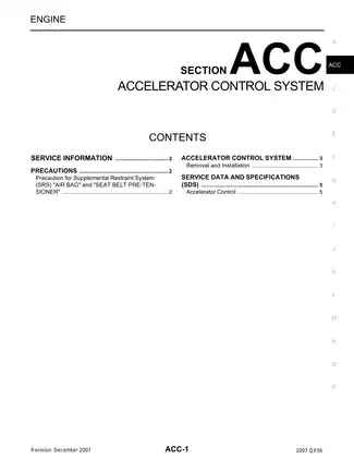 2007 Infiniti QX56 Accelerator Control System manual