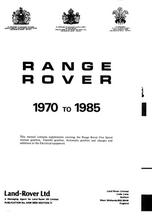 1970-1985 Land-Rover Ltd Range Rover repair operation manual Preview image 2