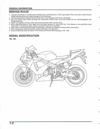 2003-2006 Honda CBR600RR service manual Preview image 5